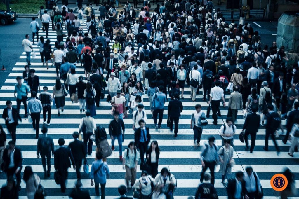 Crosswalk and people in Japan