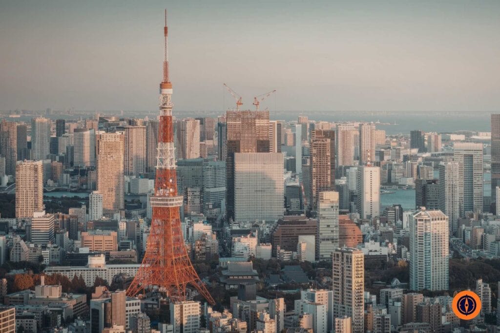 Tokyo skyline with tokyo tower