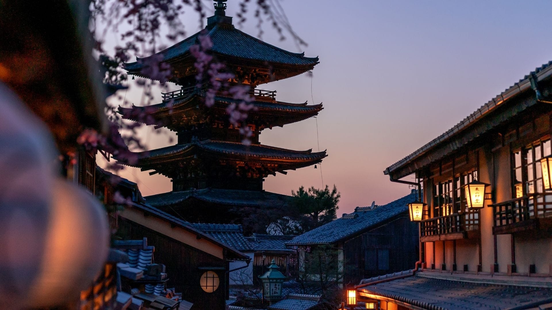 Five-Storied Pagoda at Twilight in Kyoto
