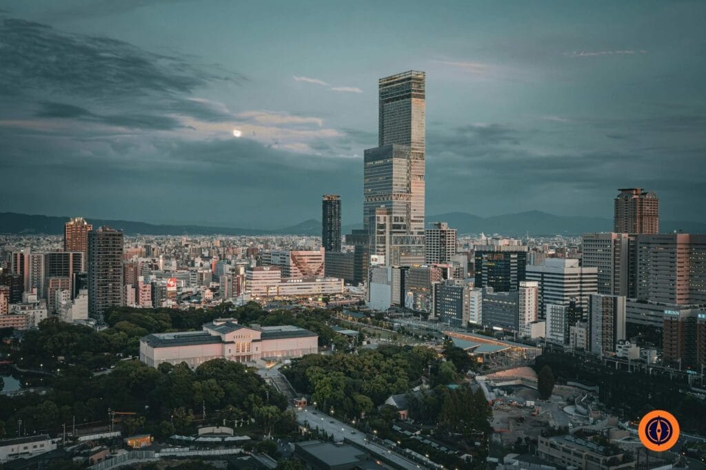 Stunning Evening Skyline View of Abeno Harukas in Osaka