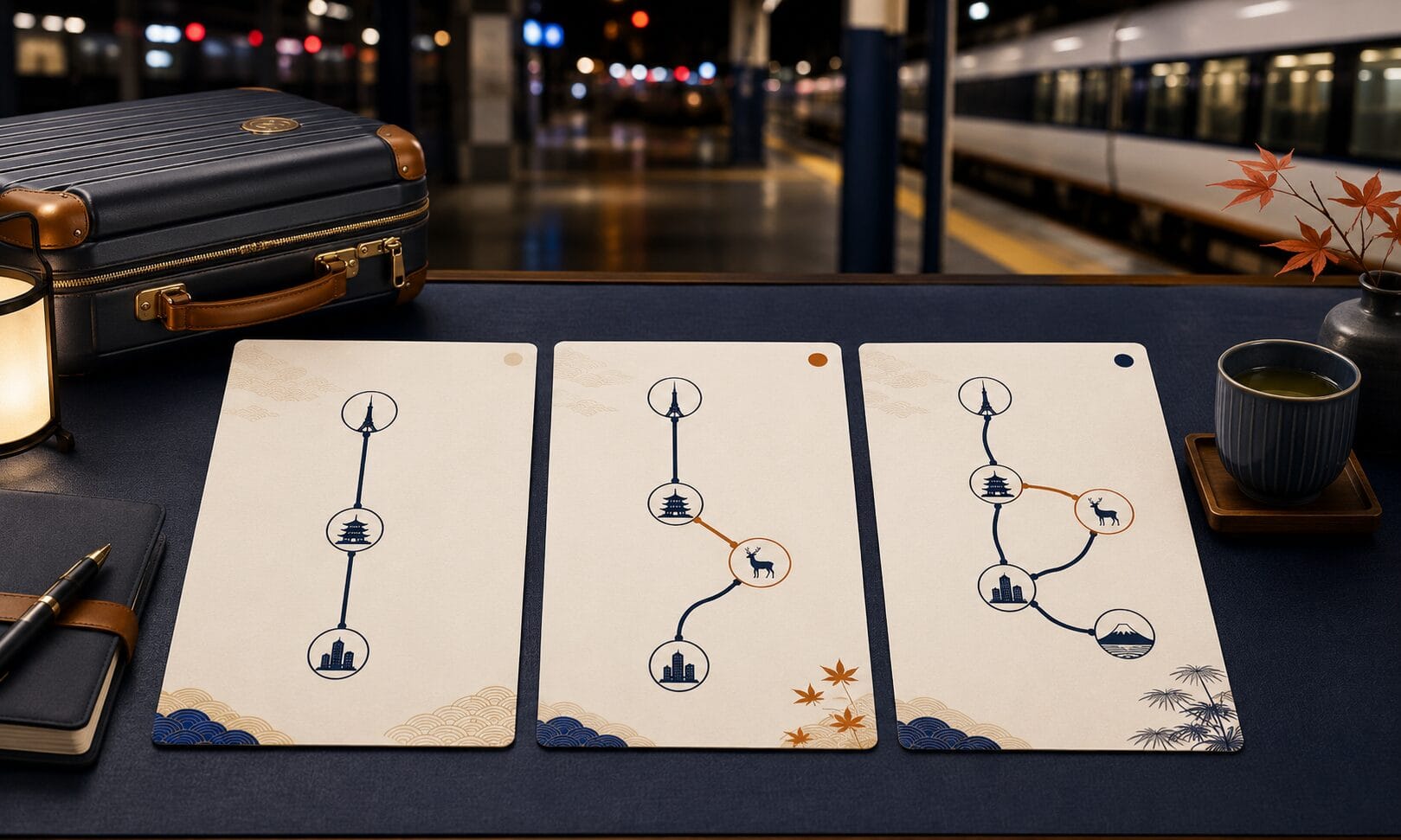 Three Japan starter route options for 5, 6, and 7 active days