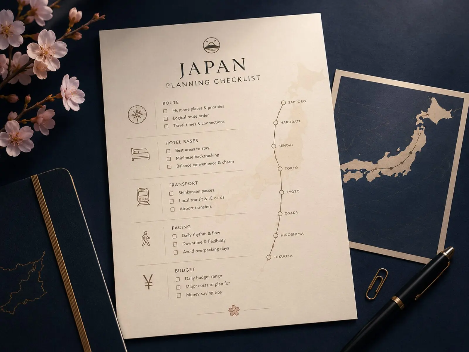 Free Japan route mistakes checklist visual.